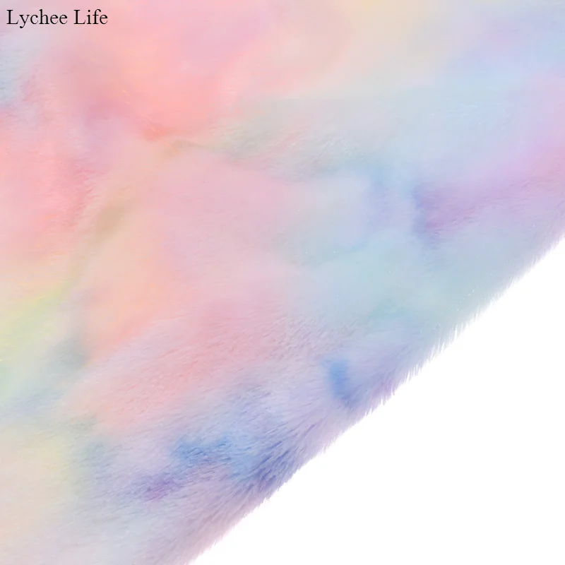 Зимняя плюшевая ткань Lychee Life радужного цвета домашний текстиль сделай сам одежда