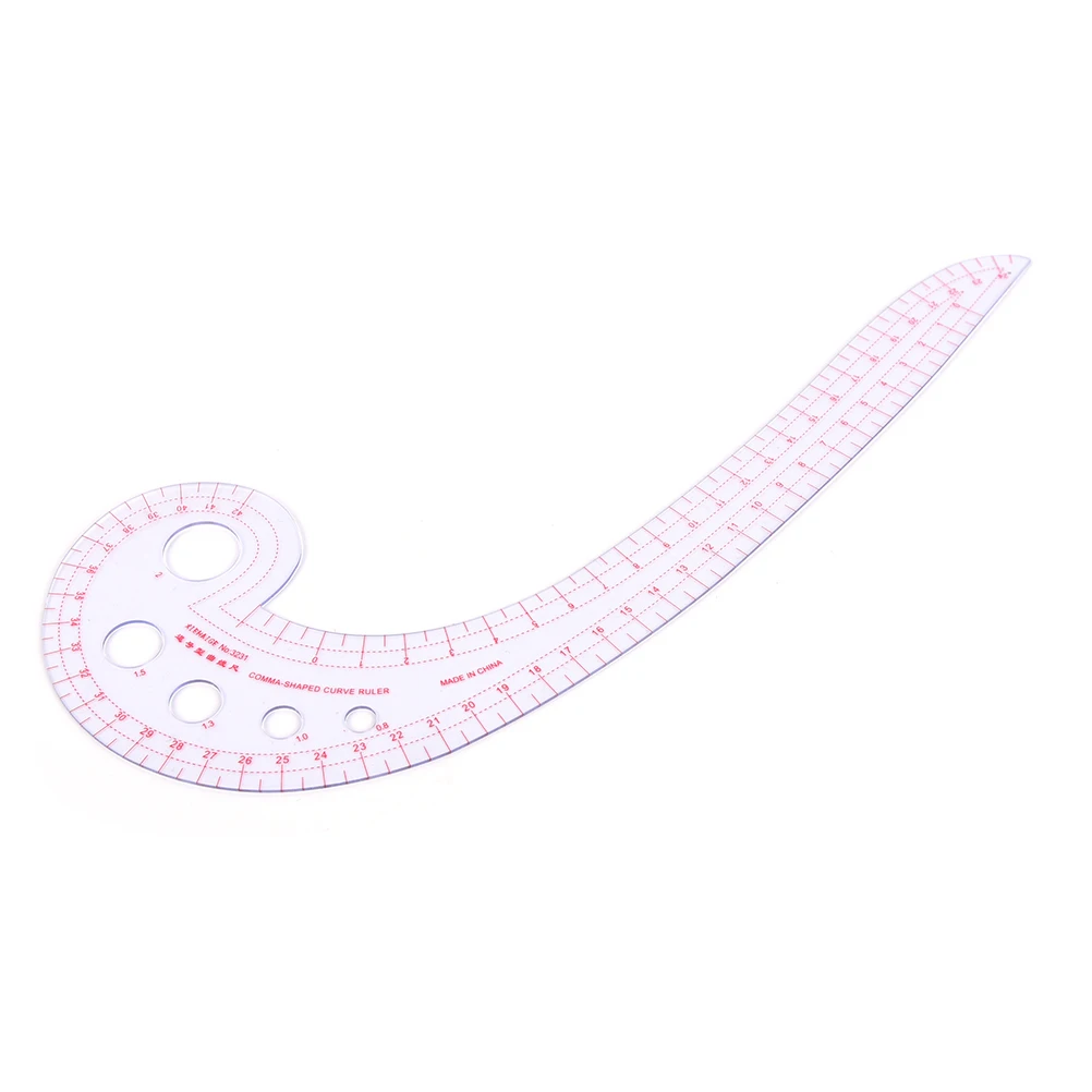 

Comma Shaped Plastic Transparent French Curve Ruler Spline Sewing Accessories Affordable 11.8" Long