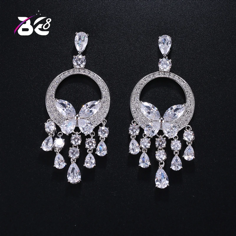 

Be 8 Fashion Dangle Circle Earrings AAA+ Cubic Zirconia Crystal Stone Long Drop Dangle Earrings for Women birthday Gift E406
