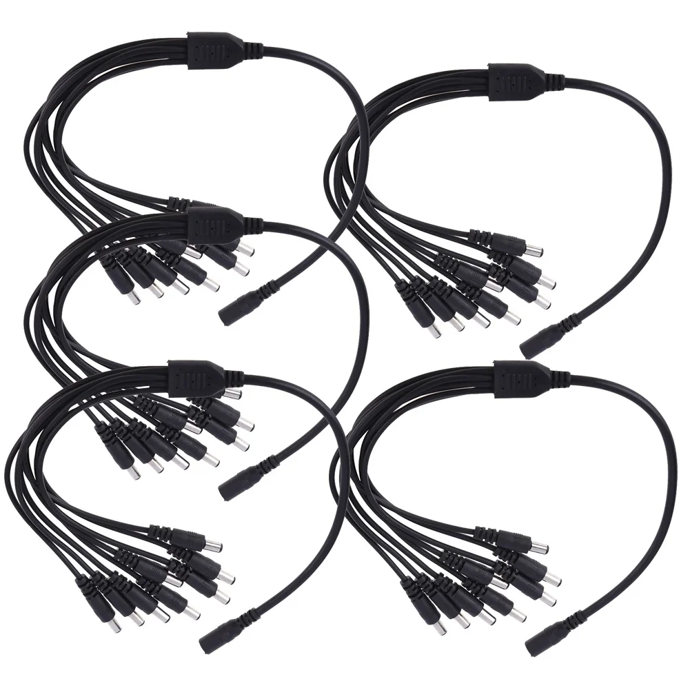 5Pcs CCTV Security Camera 1 to 8 Port Power Splitter Cable Pigtails 12V