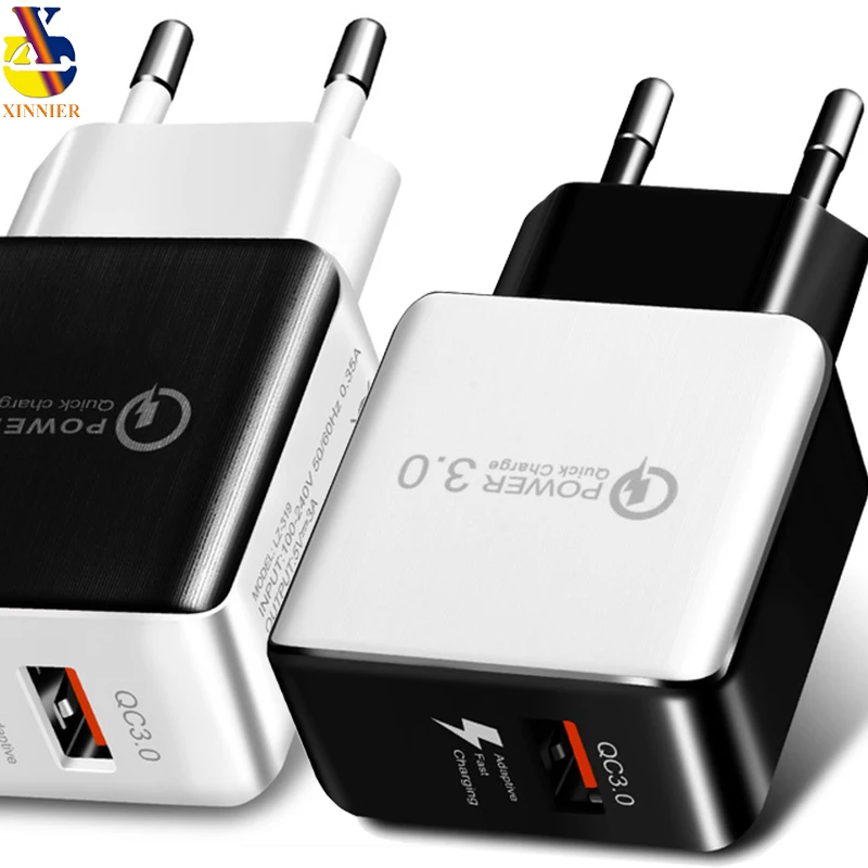 

2 in1 Quick Charge 3.0 USB Charger QC 3.0 4.0 Fast Charging EU Plug Adapter Wall Mobile Phone Charger for iphone with cable
