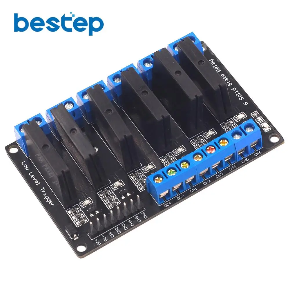 

6 Channel Solid State Relay Module Low Level Trigger DC-AC/DC-DC 250V 2A Output with Resistive Fuse 5V 12V 24V 3-24V