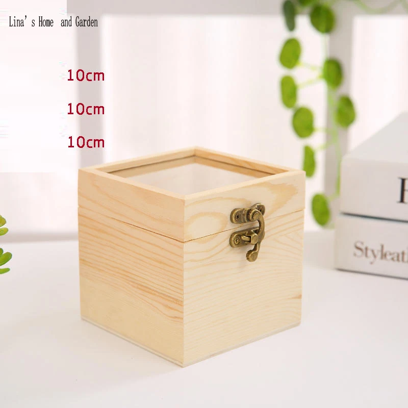 square small primitive original solid jewelry box wood (4)