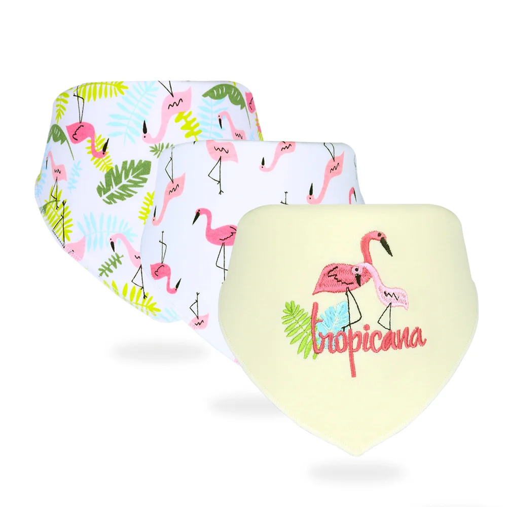 Брендовые детские нагрудники высокого качества из 3 предметов, бандана, водонепроницаемые нагрудники для новорожденных мальчиков и девочек, шарф, полотенце, хлопковые Слюнявчики, аксессуары - Цвет: Flamingo