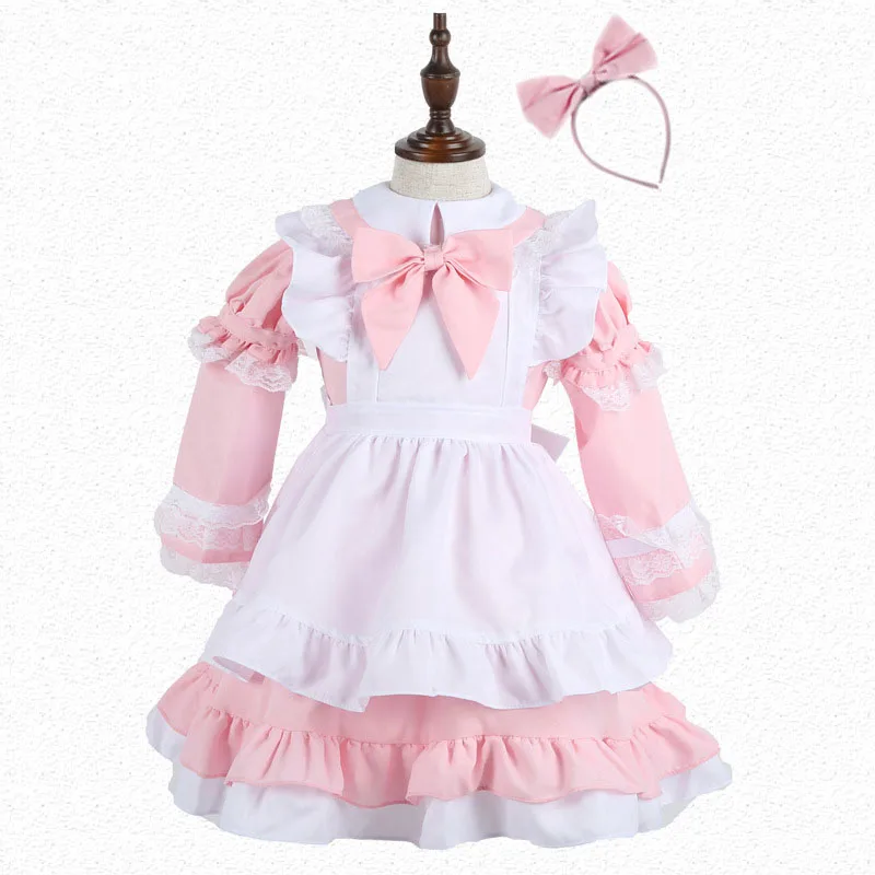 Coshome Women Girls Maid Cosplay Alice Costumes Family Matching Clothing Mother Daughter Blue Lolita Dress For Halloween Party (9)