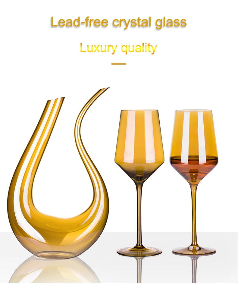 2/4/6 шт. без-этилированный Кристальный стеклянный стакан вина с гальваническим покрытием золотистое шампанское очки u-образный графин Имеющий форму бар отеля вечерние посуда для напитков