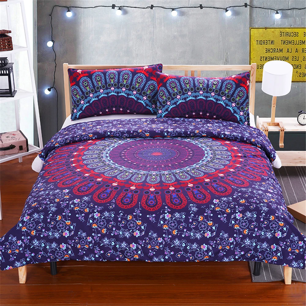 

3Pcs Bed in a Bag Floral Bedding Set Queen Size Mandala Pattern Duvet Cover Boho Luxury Bed Set Hot Us And Au Size
