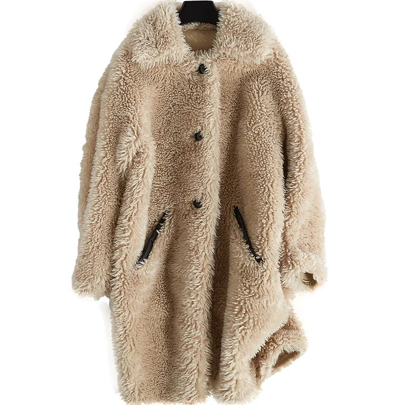 

Real Fur Coat 100% Wool Jacket Autumn Winter Coat Women Clothes 2019 Korean Sheep Shearling Fur Tops Abrigo Mujer B18F29152