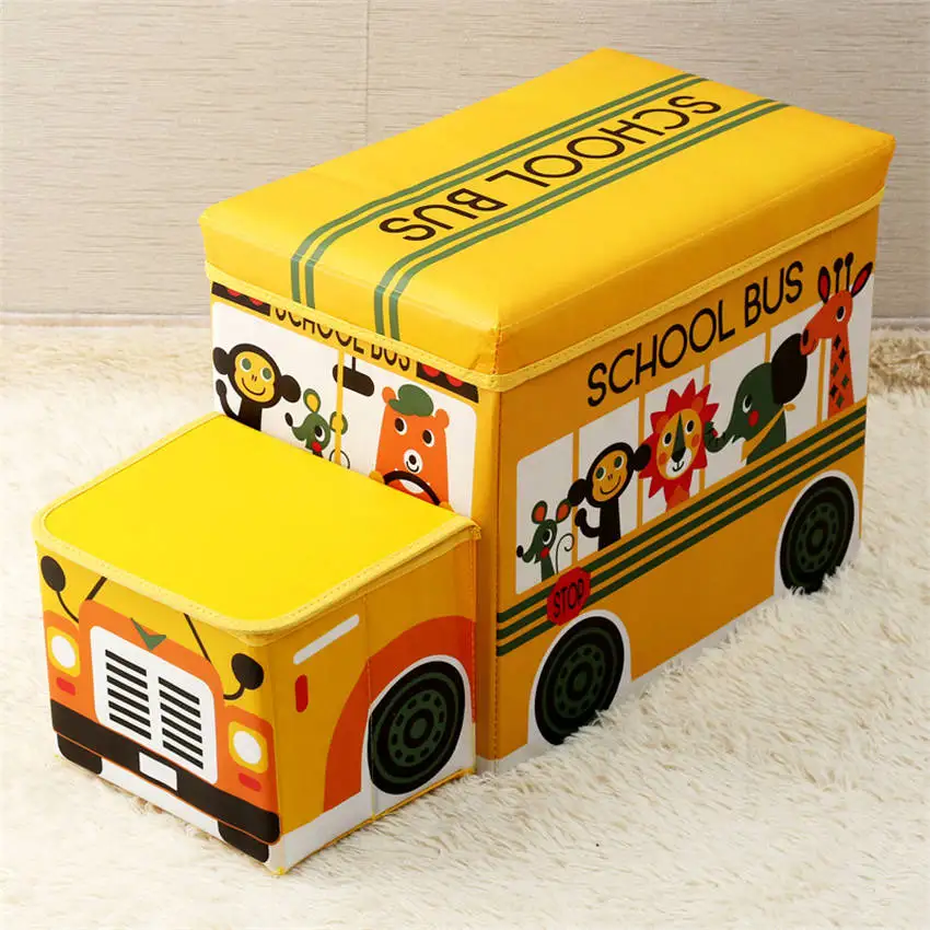 Органайзер для детских игрушек в форме автобуса, коробка для хранения игрушек, складная Автомобильная игрушка из мультфильма, корзина для хранения, детская корзина для хранения - Цвет: Yellow