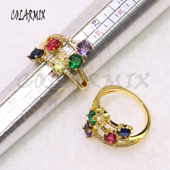 

6 Pcs High quality zircon Crystal rings jewelry gift for lady zircon rings Elegant jewelry rings Wholesale jewelry rings 4380