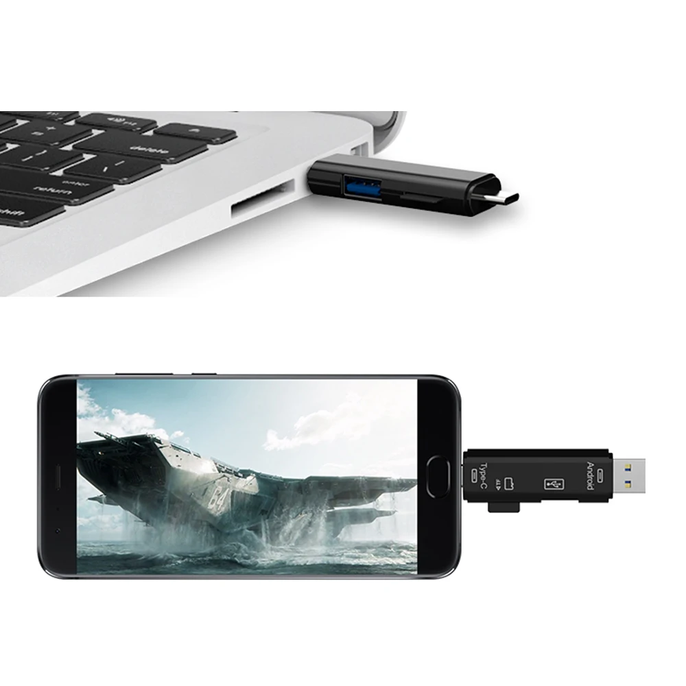 5 в 1 USB 2,0 type C/USB/Micro USB SD TF считыватель карт OTG адаптер