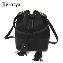 JIEROTYX, винтажная модная Маленькая женская кожаная сумка-мешок, сумка с кисточкой, сумка на плечо, сумка-мессенджер, сумки через плечо, кошельки