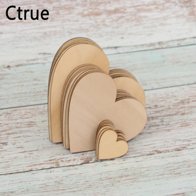 

30PC 3cm 8cm 10cm Rustic Wedding Centerpieces Love Wooden Heart Confetti Scrapbooking Hobby DIY Craft Photo Props