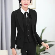 Профессиональный Деловой брючный костюм для девушек, деловой женский костюм из 3 предметов с пиджаком+ брюки+ жилет, женские брючные комплекты OL