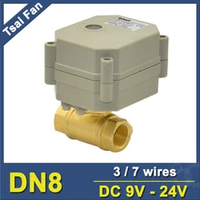 TF8-B2-C 2 Way Латунь 1/4 ''(DN8) электрический клапана DC9V-35V 3/7 провода из металла Шестерни на/выкл 5 сек для воды Применение