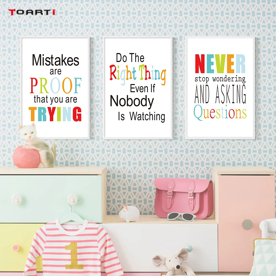 Colorful Inspirational Kids Quote Prints Posters Do The Right Thing Letters Canvas Painting Creative Wall Art Picture Home Decor (2)