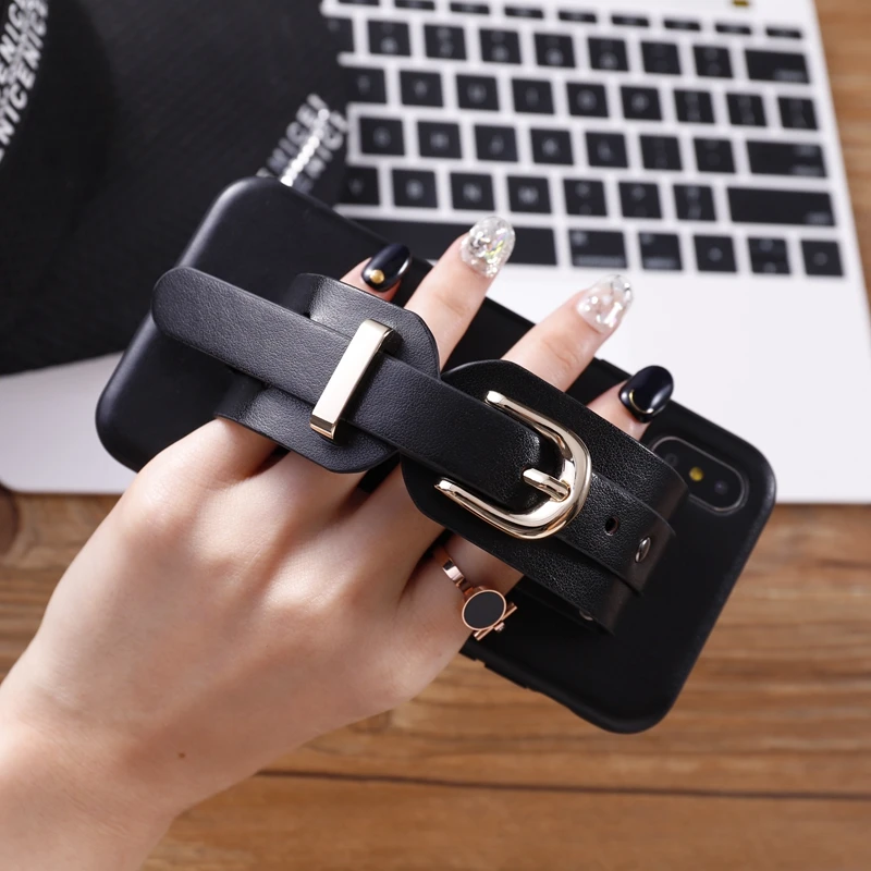 

Original texture AppleX XS MAX Wrist Ribbon cell phone Case XR Cortical Bracket iPhone7plus 8 7 6S black shell woman girl female