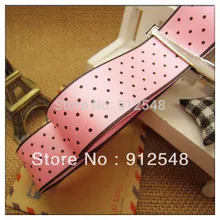 free shipping,1″(25mm) width,Handmade diy hair accessory material ribbon polka dot ribbon pink ribbon hbyd003