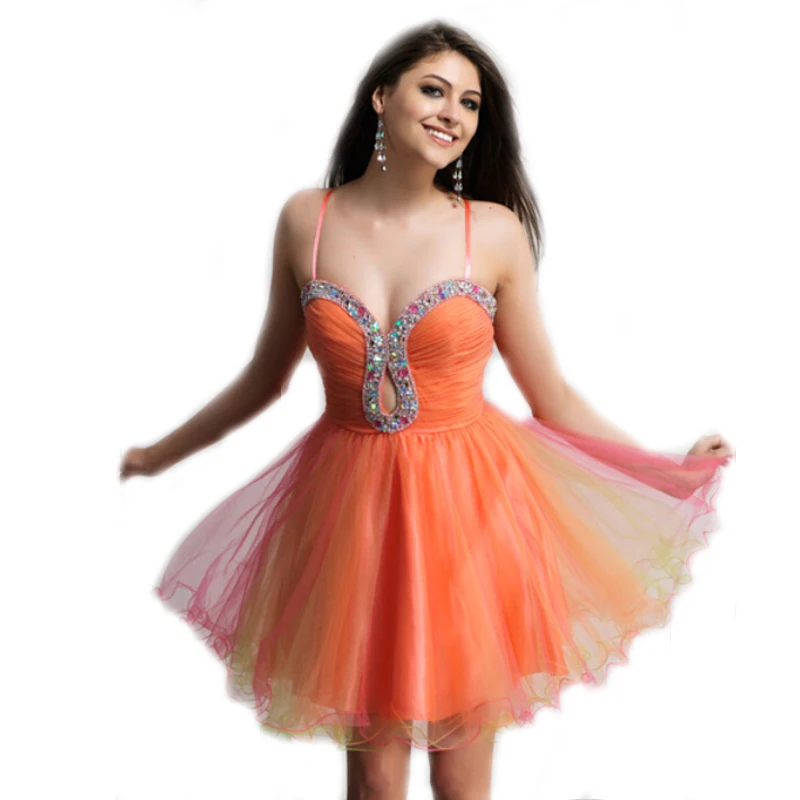 orange homecoming dress Short