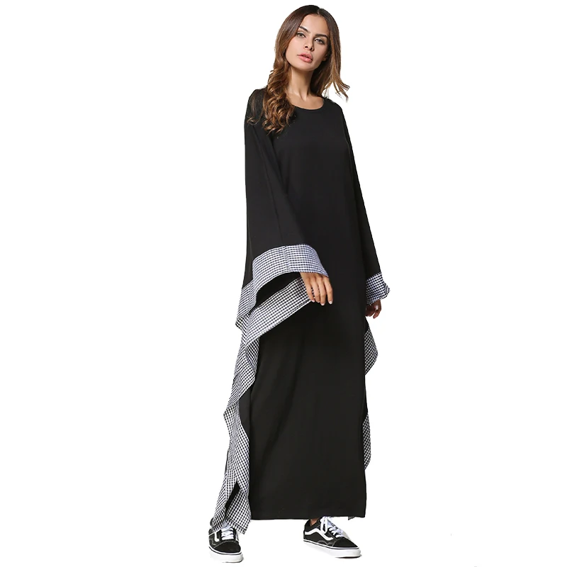 Новое арабское элегантное свободное платье абайя, кафтан, Vestidos, исламское модное турецкое мусульманское платье, женская одежда с рукавами «летучая мышь» черного цвета, abaya s, Дубай