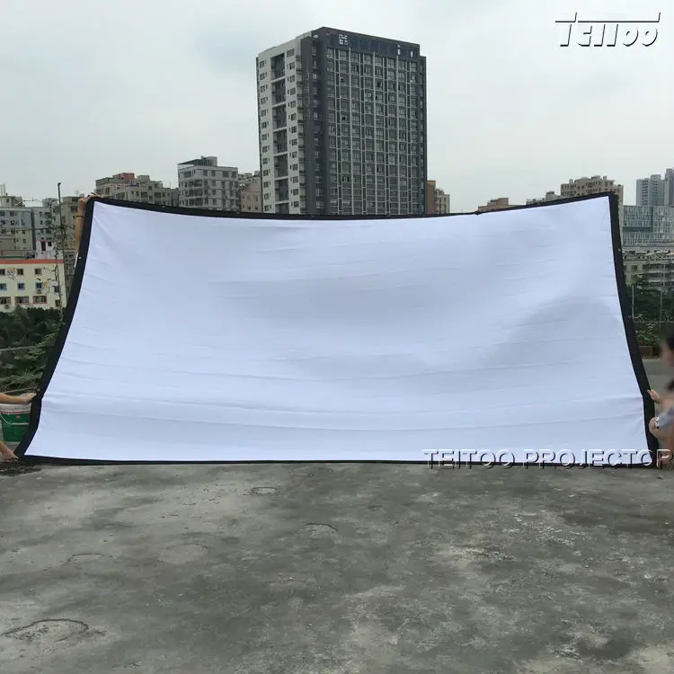 

Factory Sales! 200 Inches 16:9 Portable Folded HD Projector Screen Front Projection White Canvas Fabric Eyelets no Frame/Stand