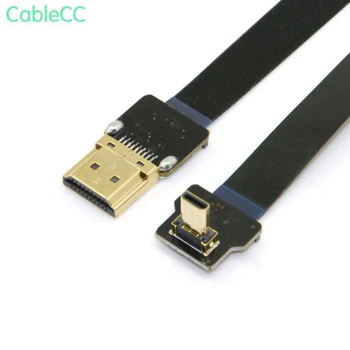 90 градусов вверх угловой FPV микро HDMI мужчина к Мужской FPC плоский кабель для