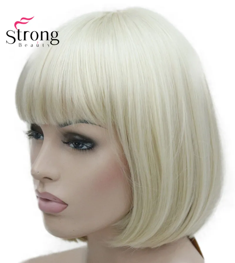 StrongBeauty Auburn короткий прямой Боб с челкой синтетические волосы женские полный парик центр кожи Топ