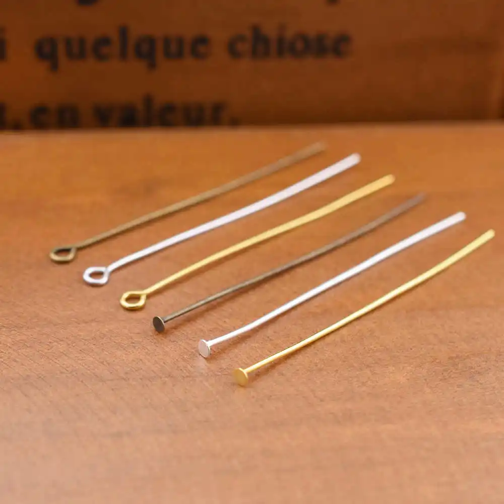 

100X 50mm Eye Pins Head Pins gold color silver color bronze color jewelry findings accessories