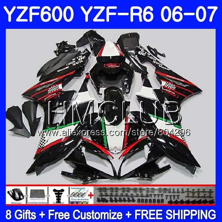 

Body New red blk For YAMAHA YZF R 6 YZF-600 YZF600 YZFR6 06 07 Frame 102HM.11 YZF-R6 06 07 YZF 600 YZF R6 2006 2007 Fairing Kit