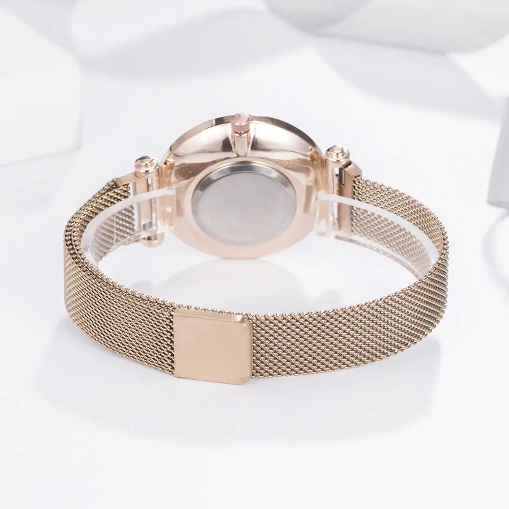 Роскошные бриллиантовые женские магнитные часы, модные женские кварцевые часы с браслетом, сетчатый стальной Звездный циферблат, женские наручные часы, reloj mujer