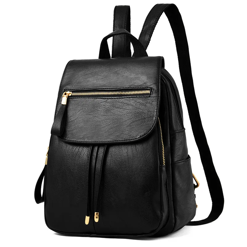 Petrichor Большой Вместительный женский рюкзак на молнии с кисточками из искусственной кожи, Женская дорожная сумка на плечо, Женский кошелек, школьная сумка для девочек, Mochila - Цвет: Black