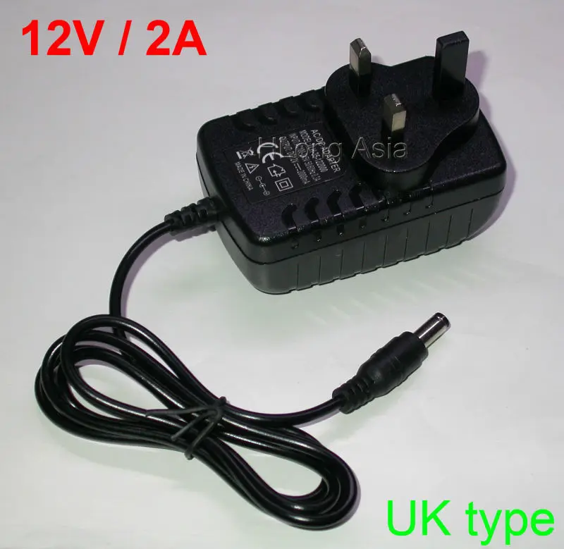 UK plug type Power adapter for CCTV cameras AC100 240V input / DC12V 2A