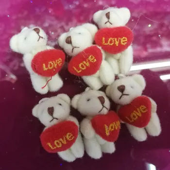

NEW 60PCS Kawaii Small Bears Plush Soft Toys with heart Dolls Gifts Mini Teddy Bear 3.5cm lovely bares