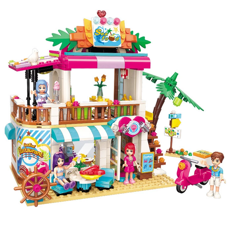 Детские строительные блоки игрушки совместимые с LEGO city friends пляжные серии для