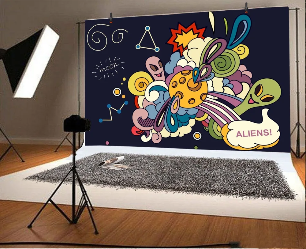 Laeacco Baby Party Aliens Comics Super Hero Photography Background Customized Photographic Backdrops For Photo Studio