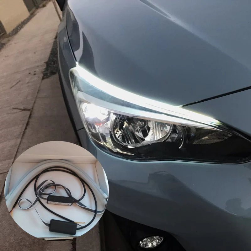 2 car ultra thin 12V turn signal running light yellow flow LED strip