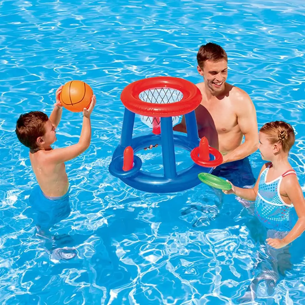 Nflatable бассейн игровой центр с мячом и кольцами для детей Детский бассейн Поплавок Лето водные развлечения игрушки баскетбольные броски