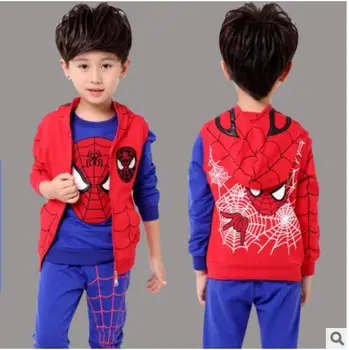 

Free Shipping 2019 Children's coat Spider-Man Set Boy Jacket winter Baby Long Sleeve Sets Boy Jacket Baby coat Boys three sets 7