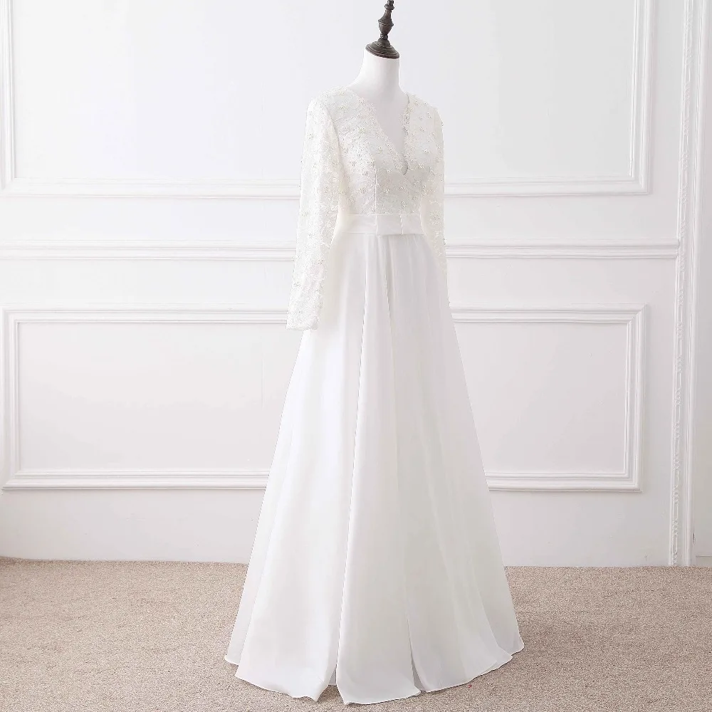 Ruthshen Vestidos De Novias Baratos 2018 Свадебные платья с длинными рукавами жемчугом цвета