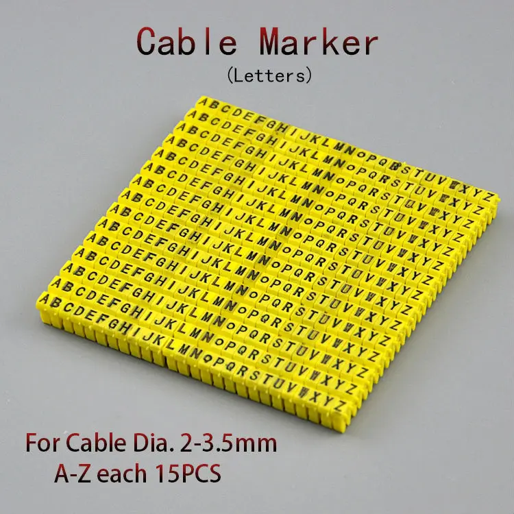 390PCS Cable Marker For 1.5 sqmm Yellow Letter A to Z Each 15pcs Distinguish Wires