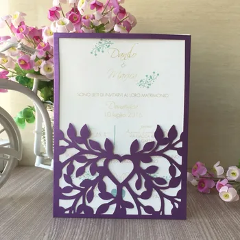 

50X Laser Cut Pearl paper leave design romantic wedding invitations cards party decoration personalized greeting card business
