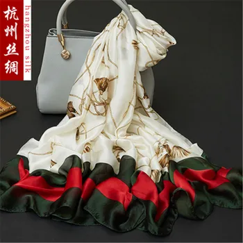 

180x90cm Bird Flower Printed Silk Chiffon Fabric Nature Silk Fabric Material Sew Women Dress Scarf HG22