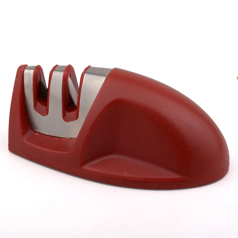 Новинка, портативная точилка для кухонных ножей, две ступени, алмазная/Керамическая точилка, бытовые инструменты для заточки ножей из нержавеющей стали - Цвет: Красный