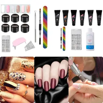 

1 set Nails Extension Gel Kits Nail Art French Nail Tip Crystal UV Gel Slice Nail Brush