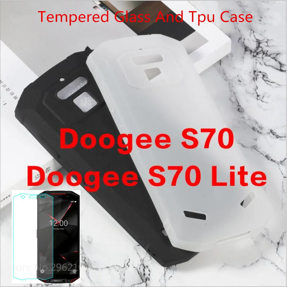 Для Doogee S70 Мягкая силиконовая задняя накладка из ТПУ чехол 9H 0,3 мм 2.5D пленка из закаленного стекла для Doogee S70 Lite