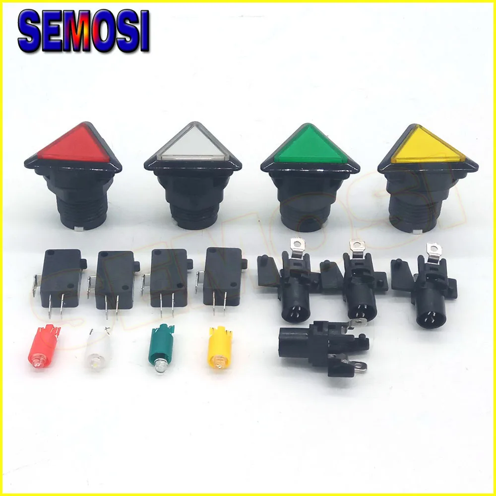 

12v Triangle LED Arcade Button Black Circle Illuminated Arcade Push Button with Microswitch