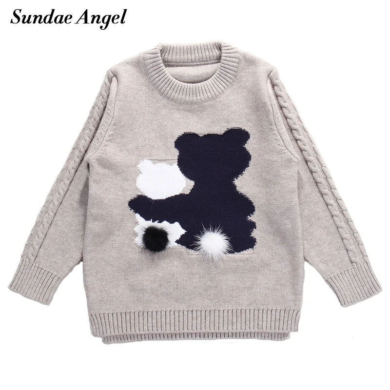 

Sundae Angel Kids Sweater Autumn&Winter Cartoon Bear Round Neck Cute Long Sleeve Sweater For Children Sweater 9M-3Years
