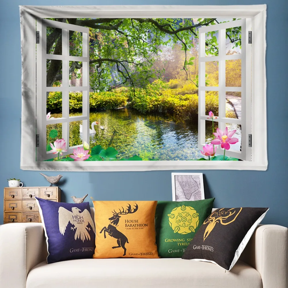 

Chic Pond Lotus Decorative Tapestries Bohemia Tapestry Wall Hanging Boho Hippie Tapestry Wall Art Rug for Living Room 200*300cm