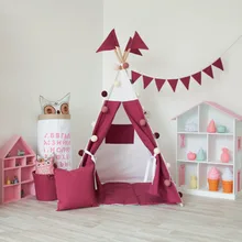 Любовь@ Красный цвет детская игровая палатка индийский детский вигвам игровой домик детская игровая комната вигвам