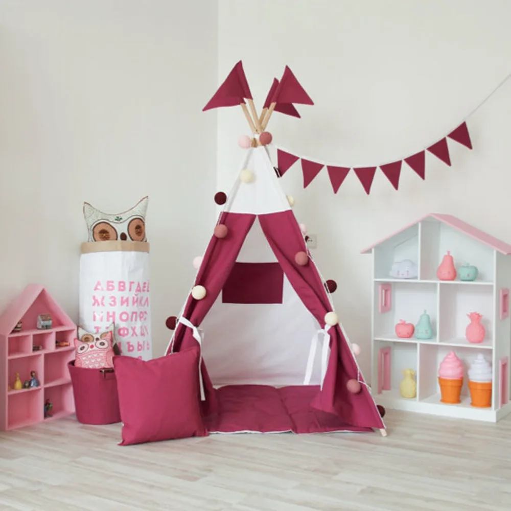 Free Love @red color  kids play tent indian teepee children playhouse children play room teepee